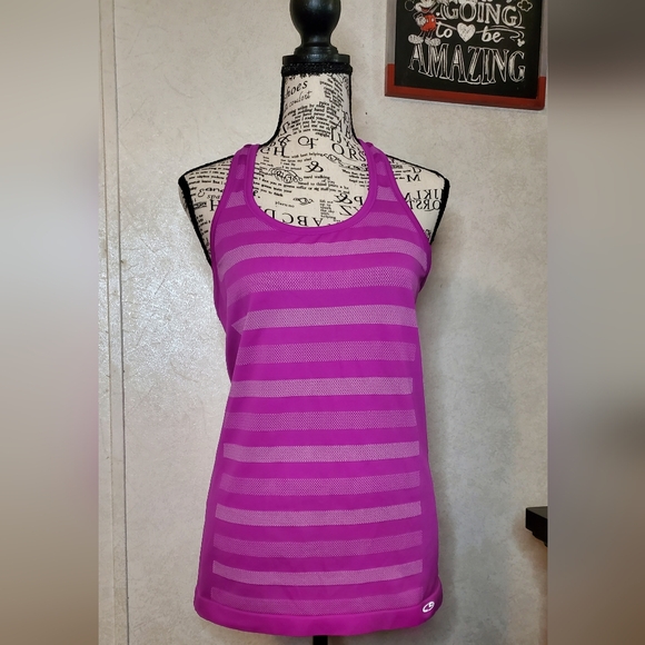 Champion Women's Magenta Striped Tank Top Size:M - Picture 1 of 7